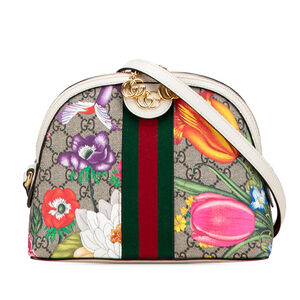 Pre-Loved Gucci Small GG Supreme Flora Ophidia Dome Crossbody